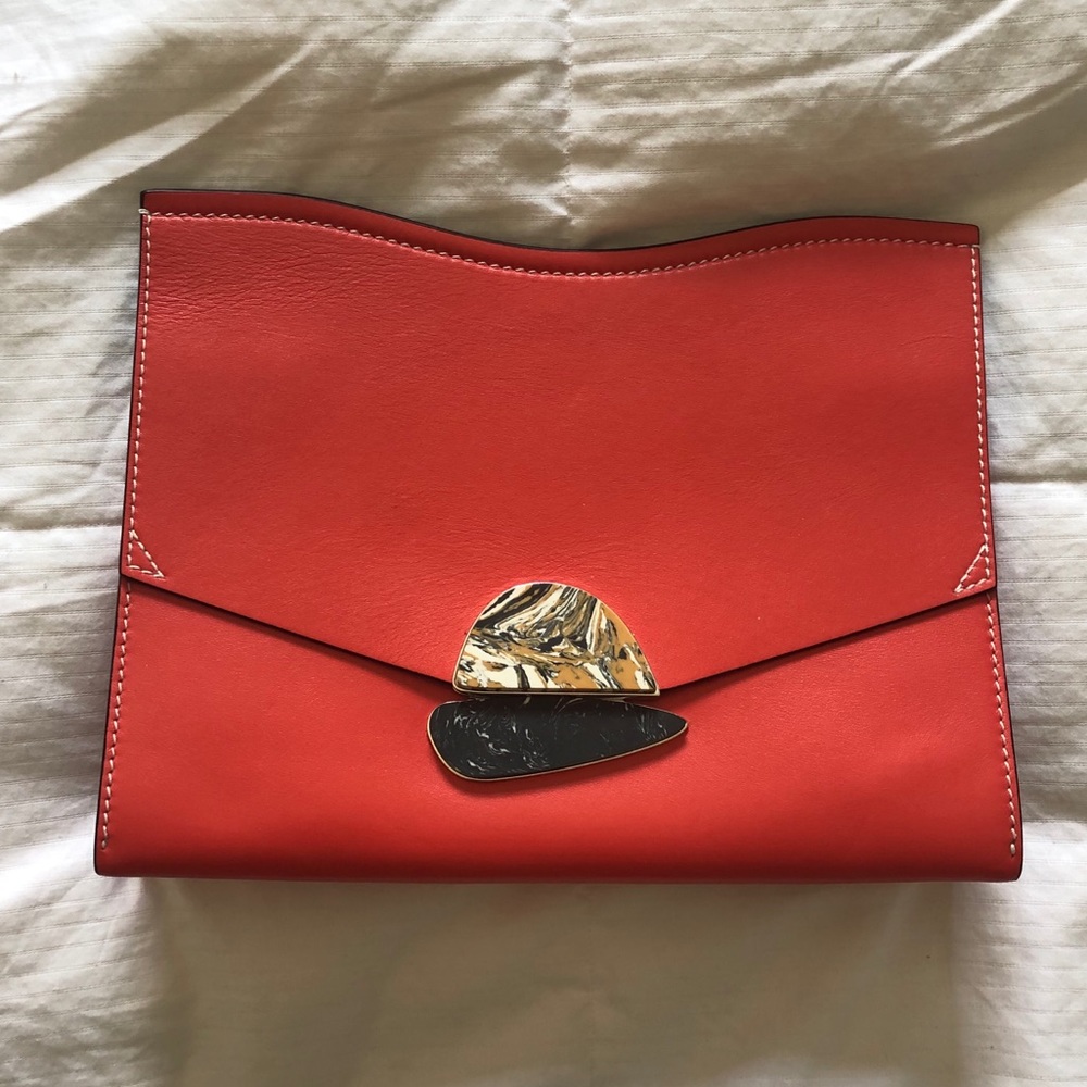 Proenza Schouler Red Leather Curl Clutch